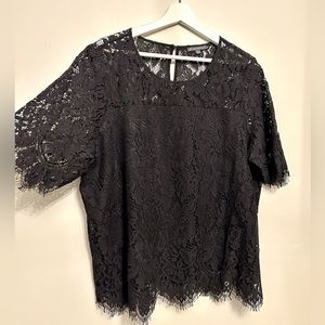 Black Lace Short Sleeve Top